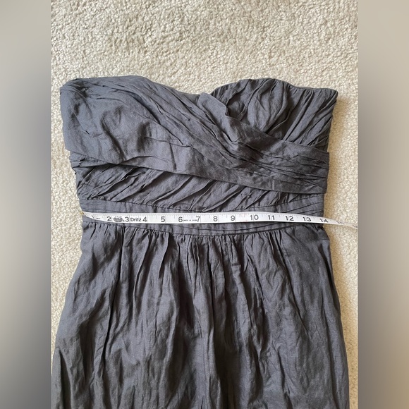 J.Crew Charcoal Grey Crinkled Metallic Strapless cotton Taryn Dress Size 8 - Picture 8 of 11